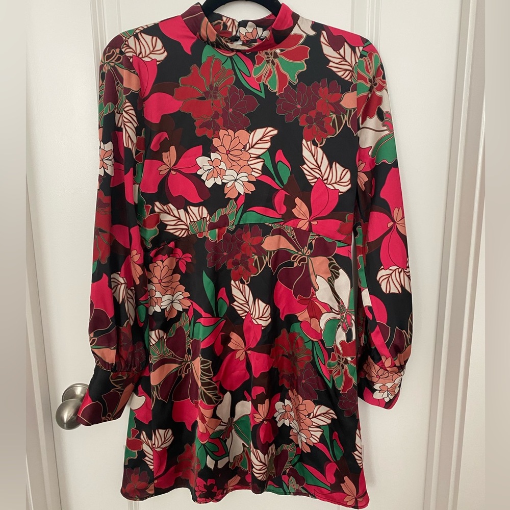TAGS ON! Zara long sleeve patterned mini dress - M